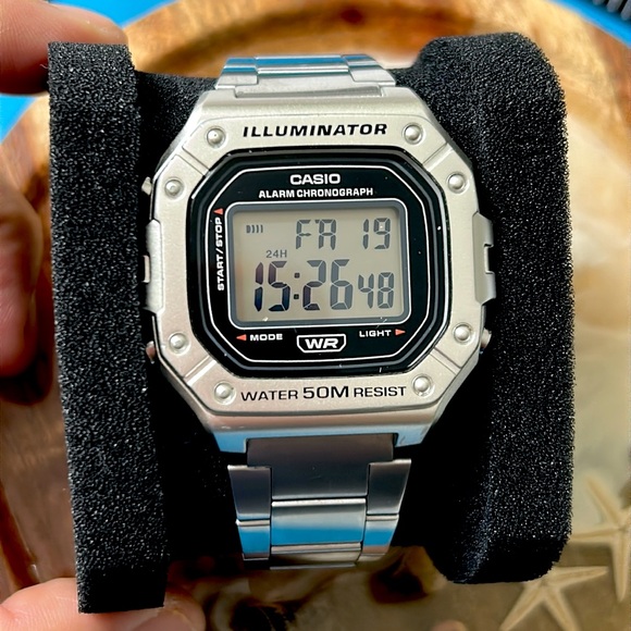 🖤Vtg CASIO ILLUMINATOR S.Steel watch